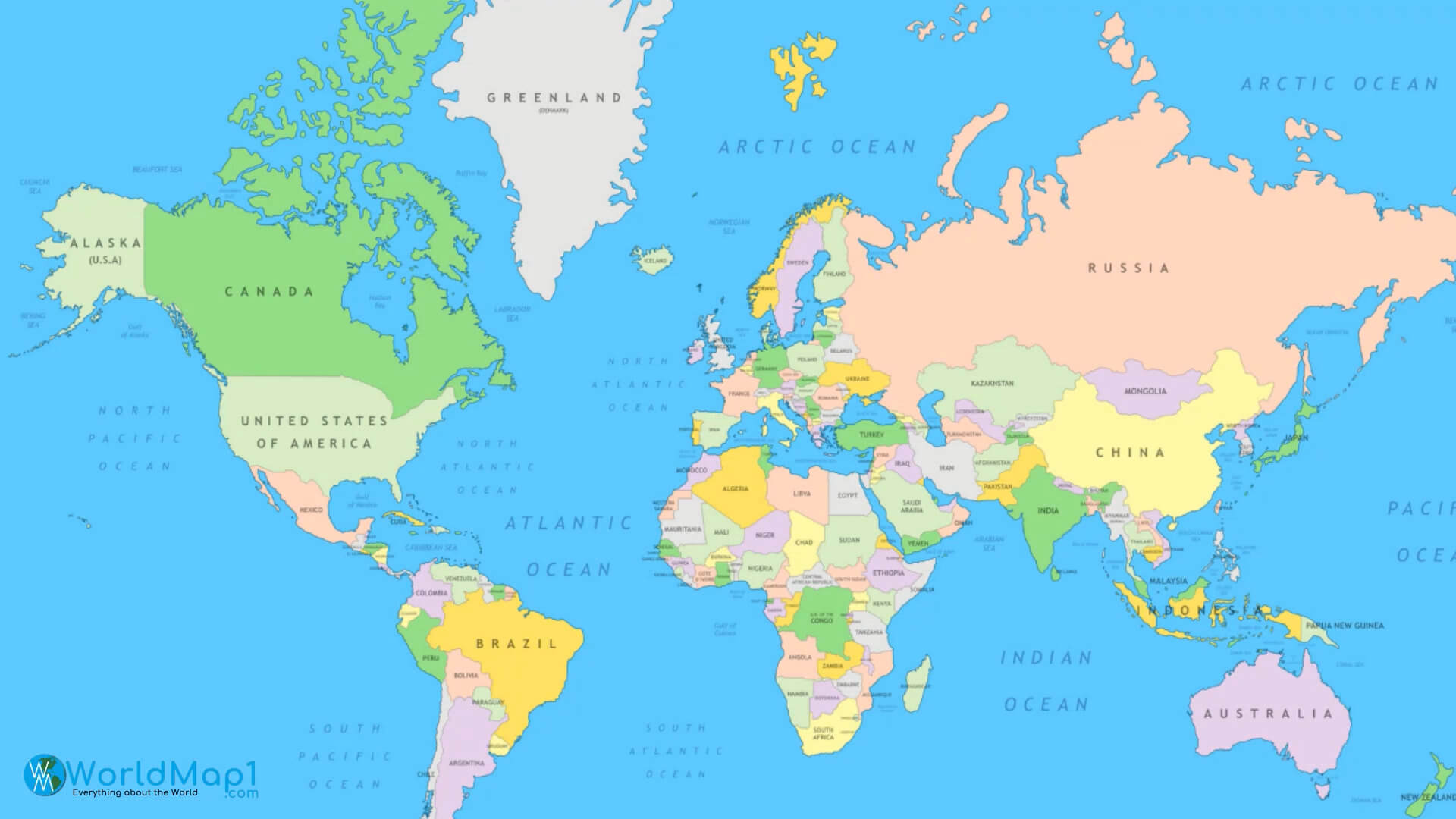 Asia and World Countries Map